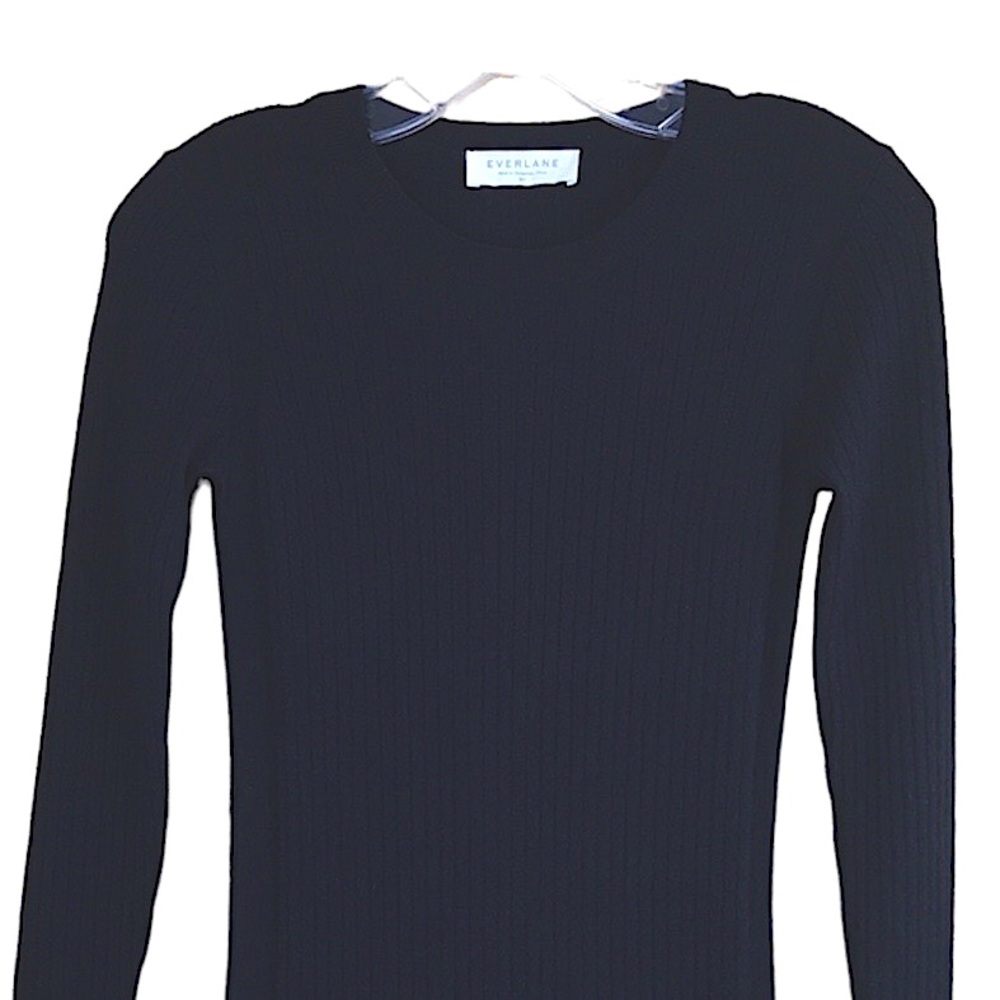 Everlane Luxe Black Wool Bland Ribbed Long Sleeve Dress Size XS - Picture 10 of 11